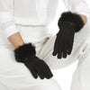 Black Faux Suede Gloves with Coney Fur Trim by Jayley