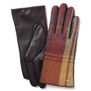 Ladies British Wool/Leather Country Gloves - Brown/Mustard by Failsworth Accessories Failsworth   