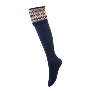 Lady Fairisle Sock - Navy by House of Cheviot Accessories House of Cheviot   
