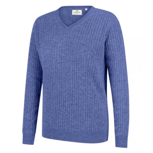 Lauder Ladies Cable Pullover Violet by Hoggs of Fife Knitwear Hoggs of Fife   