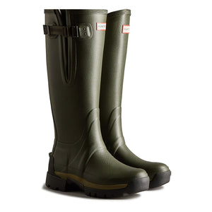 Women's Balmoral Adjustable Neoprene Lined Wellington Boots - Dark Olive by Hunter Footwear Hunter   