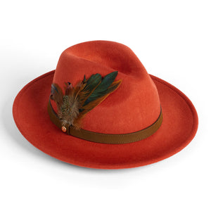 Northumberland Brushed Wool Felt Ladies Fedora - Ginger by Failsworth Accessories Failsworth   