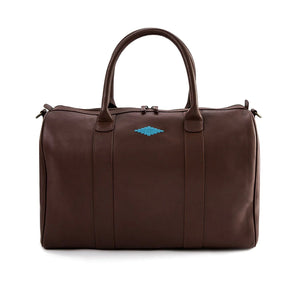 Caballero Large Travel Bag - Brown Leather w/ Blue Stitching by Pampeano Accessories Pampeano   