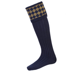 Chessboard Sock - Navy by House of Cheviot Accessories House of Cheviot   