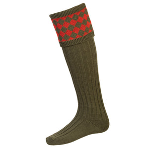 Chessboard Sock - Spruce by House of Cheviot Accessories House of Cheviot   