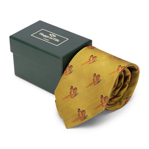 100% Silk Woven Pheasant Tie - Gold by Hoggs of Fife Accessories Hoggs of Fife   