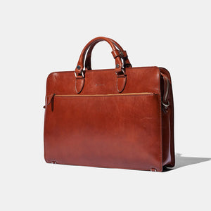 Zip Briefcase - Cognac Leather by Baron Accessories Baron   