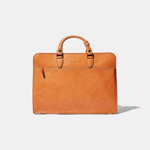 Zip Briefcase - Tan Grain Leather by Baron Accessories Baron   