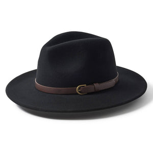 Adventurer Fedora Felt Hat - Black by Failsworth Accessories Failsworth   