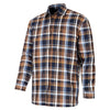 Arran Micro Fleece Lined 100% Cotton Shirt - Navy/Brown Check by Hoggs of Fife