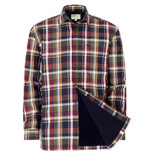 Arran Micro Fleece Lined 100% Cotton Shirt - Wine/Olive Check by Hoggs of Fife Shirts Hoggs of Fife   