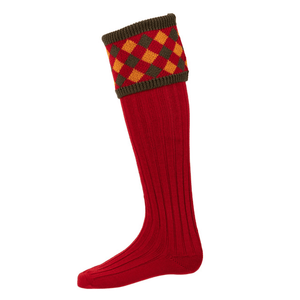Chequers Socks - Brick Red by House of Cheviot Accessories House of Cheviot   
