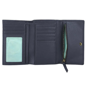 Chica Trifold Purse - Navy Leather by Pampeano Accessories Pampeano   