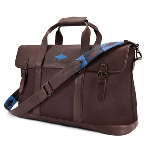 Escapada Holdall Travel Bag - Brown Leather w/Blue Stitching by Pampeano Accessories Pampeano   