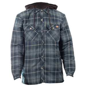 Fleece Hood Flannel Shirt Jacket - Navy by Dickies