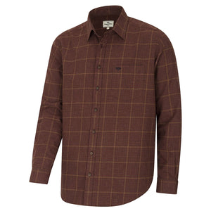 Harris Cotton & Wool Twill Check Shirt - Rust by Hoggs of Fife Shirts Hoggs of Fife   
