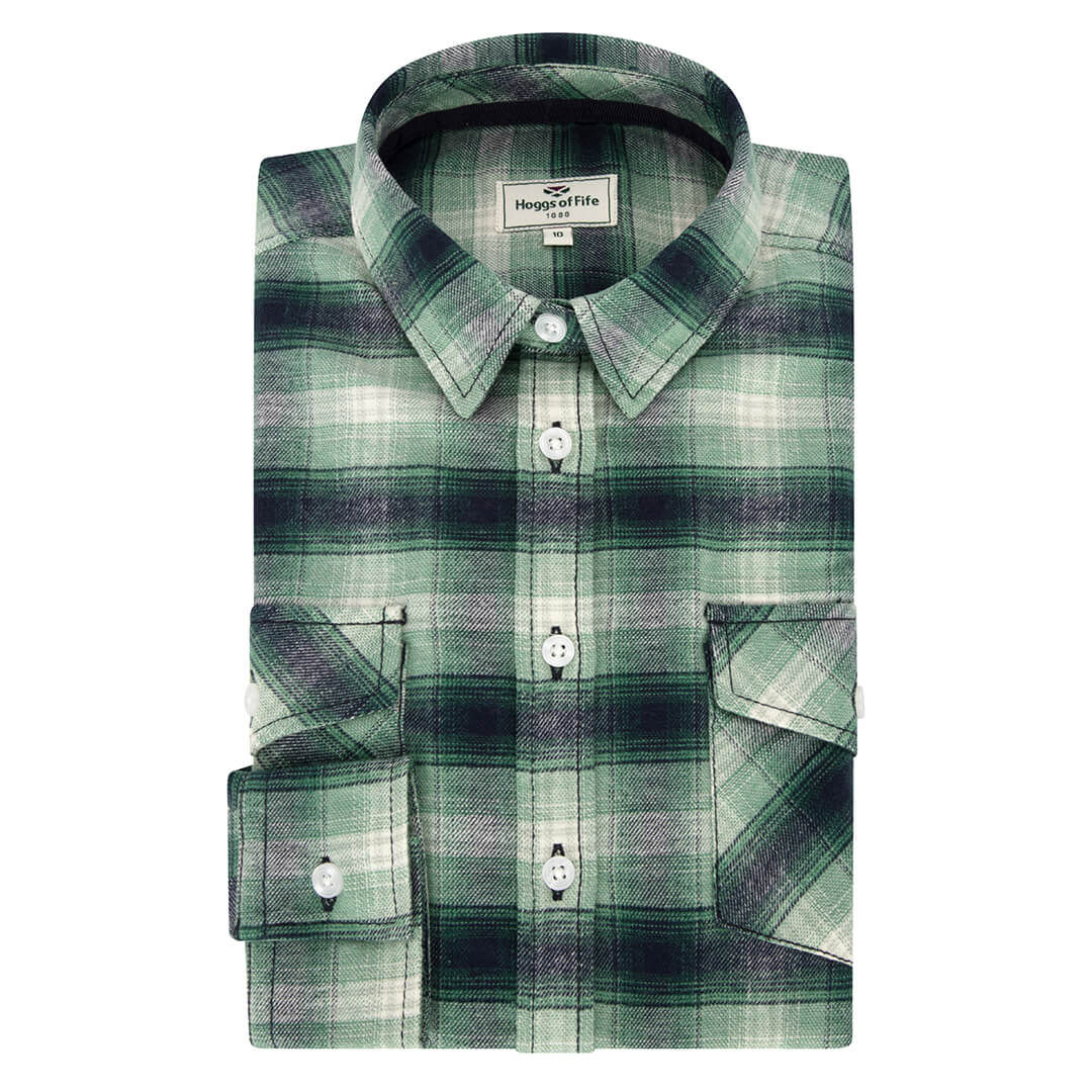 Isla Flannel Check Ladies Shirt - Green by Hoggs of Fife Shirts Hoggs of Fife   