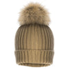Knitted Fur Pom Pom Hat Mocha by Jayley