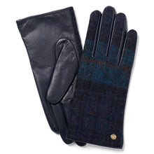 Ladies British Wool/Leather Country Gloves - Navy/Teal by Failsworth Accessories Failsworth   