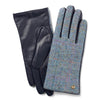 Ladies Harris Tweed & Leather Country Gloves - Navy/Grey by Failsworth