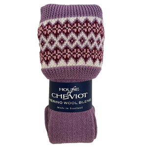 Lady Fairisle Sock New Lilac by House of Cheviot Accessories House of Cheviot   