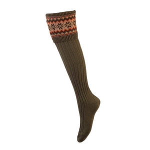 Lady Fairisle Sock - Dark Olive by House of Cheviot Accessories House of Cheviot   