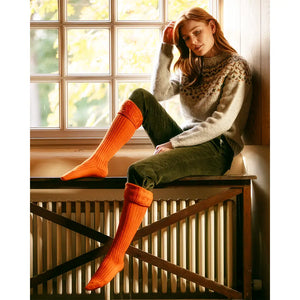Lady Glenmore Sock - Burnt Orange by House of Cheviot Accessories House of Cheviot   