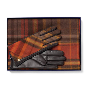 Lambswool Scarf & Leather Gloves Gift Set - Ginger/Chocolate by Failsworth Accessories Failsworth   