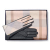 Lambswool Scarf & Leather Gloves Gift Set - Pink/Grey by Failsworth