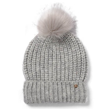 Lily Knitted Pom Pom Beanie Hat - Grey by Failsworth Accessories Failsworth   