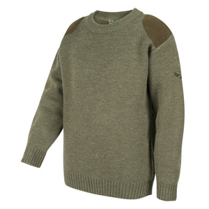 Melrose Junior Hunting Pullover - Soft Marled Green by Hoggs of Fife Knitwear Hoggs of Fife   