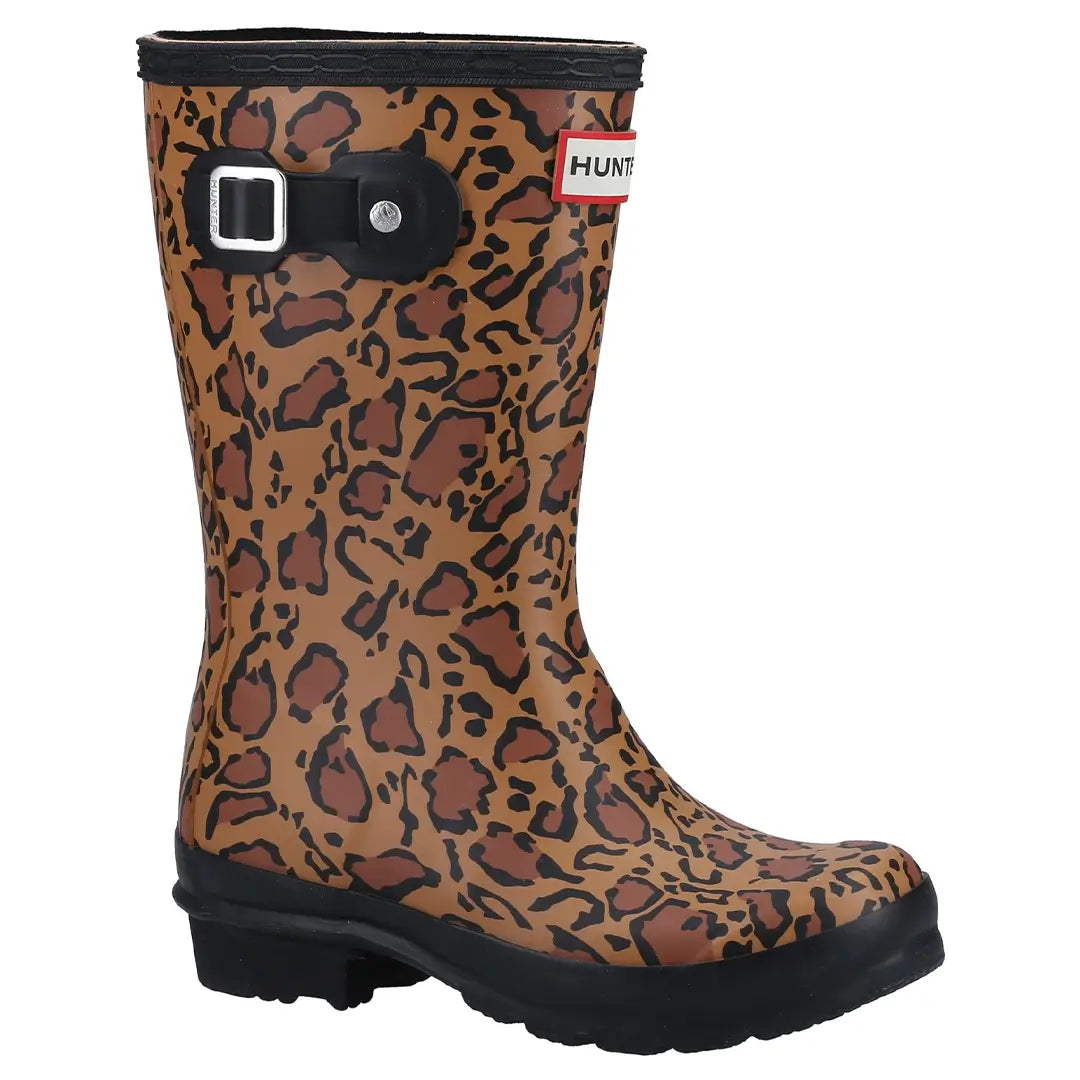 Original Short Leopard Print Boot - Rich Tan/Saddle/Black by Hunter Footwear Hunter   