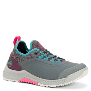 Outscape Ladies Lace Up Shoes - Dark Grey/Teal/Pink by Muckboot