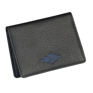 Pase Travel Card Holder - Black Leather & Jean Navy Stitching by Pampeano Accessories Pampeano   