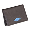 Pase Travel Card Holder - Brown Leather & Blue Stitching by Pampeano