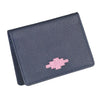 Pase Travel Card Holder - Navy Leather & Pink Stitching by Pampeano