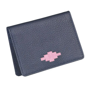 Pase Travel Card Holder - Navy Leather & Pink Stitching by Pampeano Accessories Pampeano   