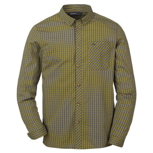 Serge Stretch Shirt - Olive/Grey Check by Blaser Shirts Blaser   