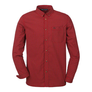 Serge Stretch Shirt - Brown/Red Check by Blaser Shirts Blaser   