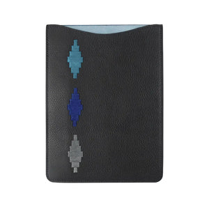 Vaina Small Tablet Sleeve - Black Leather & Cielo Stitching by Pampeano Accessories Pampeano   