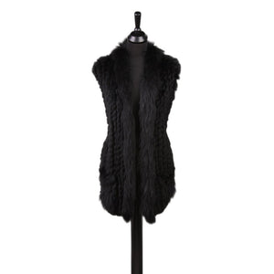 Fox Fur Gilet Black by Jayley Waistcoats & Gilets Jayley   