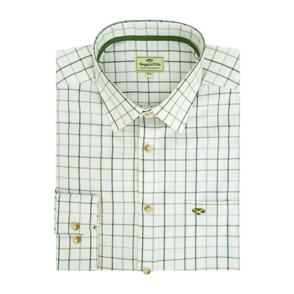 Balmoral Luxury Tattersall Shirt - Green/Brown by Hoggs of Fife Shirts Hoggs of Fife   