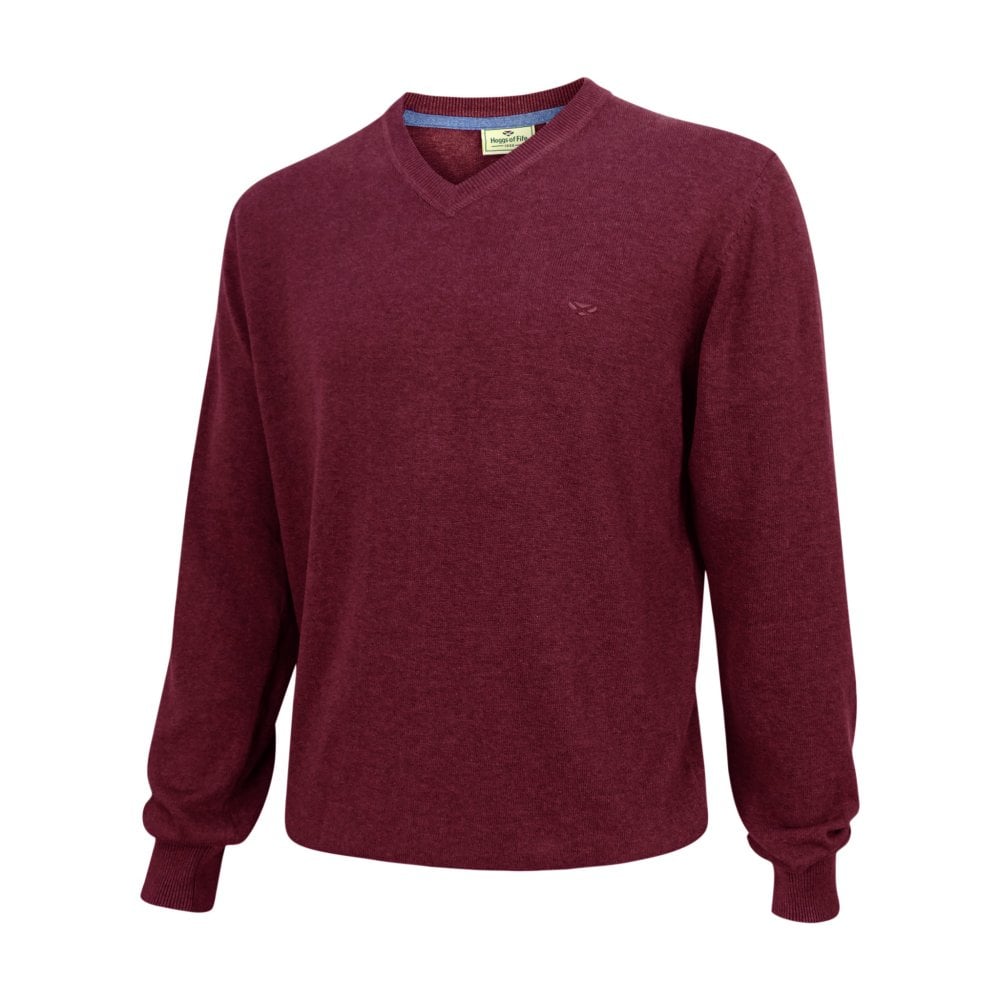 Stirling Cotton Pullover Burgundy by Hoggs of Fife Knitwear Hoggs of Fife   