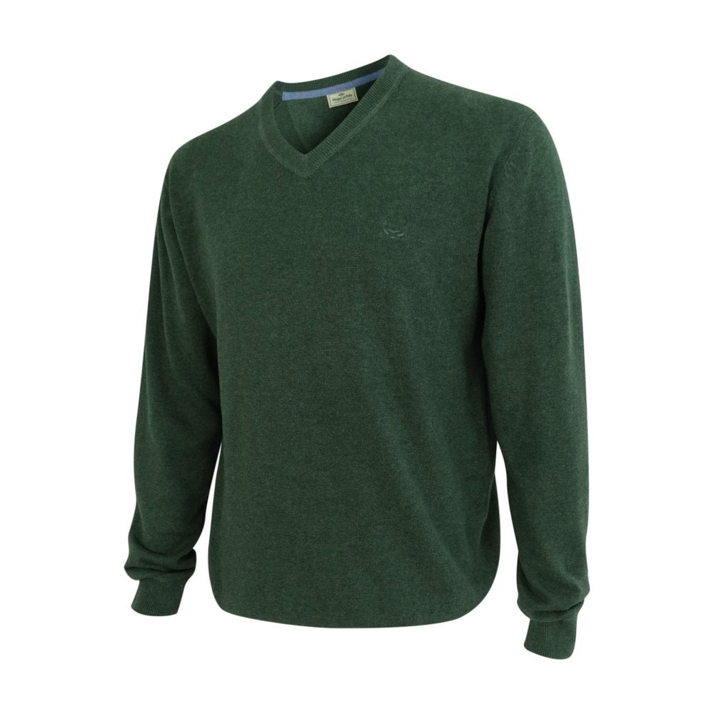 Stirling Cotton Pullover Green by Hoggs of Fife Knitwear Hoggs of Fife   