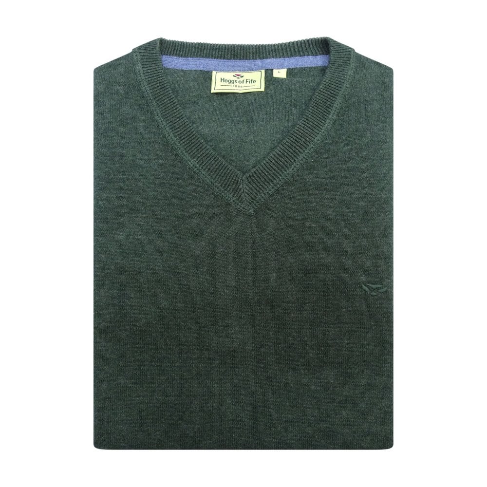 Stirling Cotton Pullover Green by Hoggs of Fife Knitwear Hoggs of Fife   