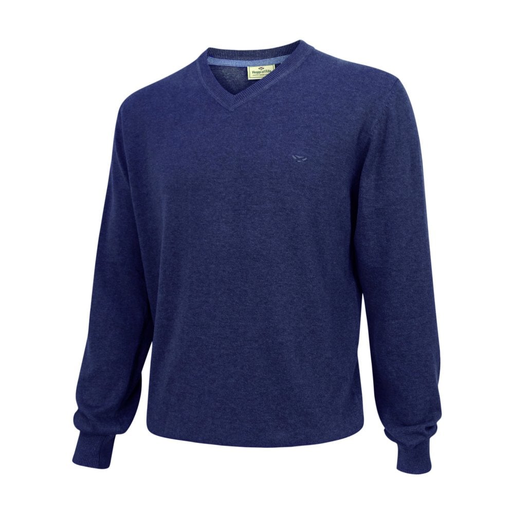 Stirling Cotton Pullover Navy by Hoggs of Fife Knitwear Hoggs of Fife   