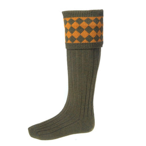 Chessboard Sock - Bracken by House of Cheviot Accessories House of Cheviot   
