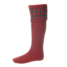 Chessboard Sock - Brick Red by House of Cheviot Accessories House of Cheviot   