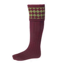 Chessboard Sock - Burgundy by House of Cheviot Accessories House of Cheviot   
