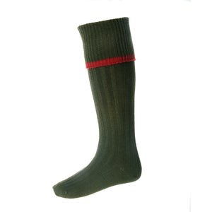 Estate Field Sock Spruce w. Brick Red Trim by House of Cheviot Accessories House of Cheviot   